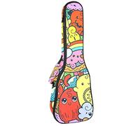 Borsa per ukulele Doodle Mostri Senza Cuciture Modello Ukulele Custodia per Soprano Tenore Concert 23 Pollici 10 MM Spessore Morbido Imbottito Cinghie Regolabile Gig Bag