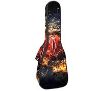 Borsa per ukulele Drago Cinese Occhio di Sangue con Fuoco Design Ukulele Custodia per Concerto Soprano Tenore 23 Pollici 10 MM Spessore Morbido Imbottito Cinghie Regolabile Gig Bag