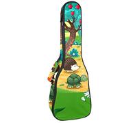 Borsa per ukulele Forest Cartoon Fox Hedgehog Motivo Floreale Ukulele Custodia per Soprano Tenore Concert 23 Pollici 10 MM Spessore Morbido Imbottito Cinghie Regolabile Gig Bag