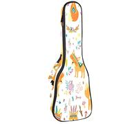 Borsa per ukulele Fox Etnica Piuma Freccia Modello Ukulele Custodia per Concerto Soprano Tenore 23 Pollici 10 MM Spessore Morbido Imbottito Cinghie Regolabile Gig Bag