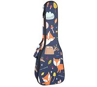 Borsa per ukulele Fox Funghi Foresta Cartoon Animale Modello Ukulele Custodia per Soprano Tenore Concert 23 Pollici 10 MM Spessore Morbido Imbottito Cinghie Regolabile Gig Bag