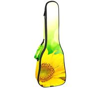 Borsa per ukulele giallo girasoli petali verde sole modello Ukulele custodia per concerto tenore soprano 23 pollici 10 mm di spessore morbido imbottito cinghie regolabili Gig Bag