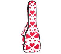 Borsa per ukulele Happy Day Red Love Heart Pattern Ukulele Custodia per Soprano Tenore Concert 23 Pollici 10 MM Spessa Morbido Imbottito Cinghie Regolabile Gig Bag