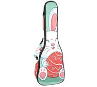 Borsa per ukulele Happy-Easter-Day-Background-With-Cute-Bunny Pattern Ukulele Custodia per Concerto Soprano Tenore 23 Pollici 10 MM Spesso Morbido Imbottito Cinghie Regolabile Gig Bag