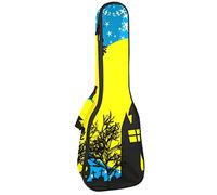Borsa per ukulele Haunted House Tree Zucche Strega e Stelle Ukulele Case per Soprano Tenor Concert 23 Pollice 10 MM Spessore Morbido Imbottito Cinghie Regolabile Gig Bag