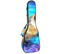 Borsa per ukulele Holwing Wolf In Galaxy Sky Full Moon Ukulele Custodia per Soprano Tenore Concert 23 Pollici 10 MM Spessa Morbida Imbottita Cinghie Regolabile Gig Bag