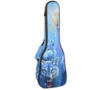 Borsa per ukulele Holwing Wolves Toward The Moon In Cold Winter Night Ukulele Custodia per Soprano Tenore Concert 23 Pollici 10 MM Spesso Morbido Imbottito Cinghie Regolabile Gig Bag