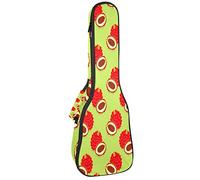 Borsa per ukulele Lychee Frutti Modello Sfondo Verde Ukulele Custodia per Soprano Tenore Concert 23 Pollici 10 MM Spessore Morbido Imbottito Cinghie Regolabile Gig Bag