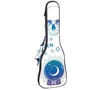 Borsa per ukulele Magic Boho Skull Palmistry Hand Crystal Ball Bottle e Black Cat Ukulele Case per Soprano Tenore Concerto 23 pollici 10 mm di spessore morbido imbottito cinghie regolabili Gig Bag