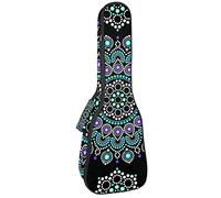 Borsa per ukulele Mandala con puntini blu e bianchi Cerchi Ukulele Custodia per Soprano Tenore Concert 23 Pollici 10 MM Spessore Morbido Imbottito Cinghie Regolabile Gig Bag