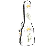 Borsa per ukulele Margherita Camomilla Fiori Foglie E Germogli Ukulele Custodia per Concerto Soprano Tenore 23 Pollici 10 MM Spessa Morbida Imbottita Cinghie Regolabile Gig Bag