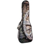 Borsa per ukulele marrone con ruota di trasporto per soprano tenore concerto 23 pollici 10 mm di spessore morbido imbottito cinghie regolabili Gig Bag