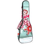 Borsa per ukulele Merry Christmas and Snowfakes on Blue Rustico Legno Ukulele Case per Soprano Tenore Concert 23 Inch 10MM Spessore Morbido Imbottito Cinghie Regolabili Gig Bag