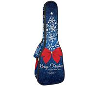 Borsa per ukulele Merry Christmas Card con albero rosso Bow Ukulele custodia per soprano tenore concerto 23 pollici 10 mm di spessore morbido imbottito cinghie regolabili borsa da concerto