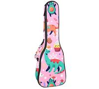 Borsa per ukulele modello Chiristmas Dinosaur Dogs Ukulele Custodia per concerti Soprano tenore 23 pollici 10 mm di spessore morbido imbottito cinghie regolabili Gig Bag