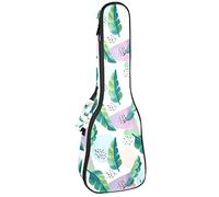 Borsa per ukulele modello tropicale con foglie e forme colorate Custodia per ukulele per concerti tenori soprano, spessore 10 mm, con cinghie regolabili imbottite morbide