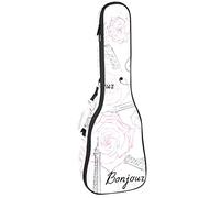Borsa per ukulele Parigi Torre Eiffel con Lady Dress Ukulele Custodia per Soprano Tenore Concert 23 Pollici 10 MM Spessore Morbido Imbottito Cinghie Regolabile Gig Bag