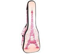 Borsa per ukulele Parigi Torre Eiffel Rosa Love Pattern Ukulele Custodia per Soprano Tenore Concert 23 Pollici 10 MM Spesso Morbido Imbottito Cinghie Regolabile Gig Bag