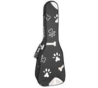 Borsa per ukulele per cani e cuccioli, zampa di gatto, motivo di stampa del piede per ukulele per concerto tenore soprano, 23 pollici, spessore 10 mm, con cinghie regolabili imbottite morbide