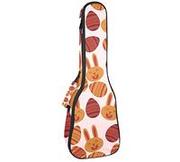 Borsa per ukulele piatta Happy Easter Bunny Egg Pattern Ukulele Custodia per Soprano Tenore Concert 23 Pollici 10 MM Spesso Morbido Imbottito Cinghie Regolabile Gig Bag