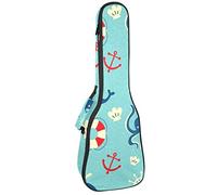 Borsa per ukulele Polpo Balene Bussola Cintura di salvataggio Ukulele per Soprano Tenore Concert 23 Pollici 10 MM Spessore Morbido Imbottito Cinghie Regolabile Gig Bag