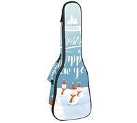 Borsa per ukulele Pupazzo di neve e alberi su Snowland Ukulele Custodia per Soprano Tenore Concerto 23 Pollice 10 MM Spessore Morbido Imbottito Cinghie Regolabili Gig Bag
