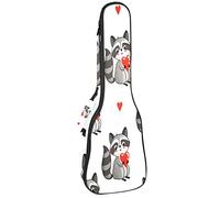 Borsa per ukulele Raccoon Holding A Heart In His Hands Custodia Ukulele per Soprano Tenore Concert 23 Pollici 10MM Spesso Morbido Imbottito Cinghie Regolabile Gig Bag