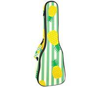 Borsa per ukulele Retro Ananas Verde Righe Modello Ukulele Custodia per Soprano Tenore Concert 23 Pollici 10 MM Spessa Morbida Imbottita Cinghie Regolabile Gig Bag
