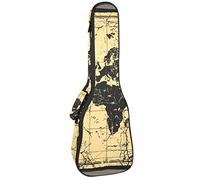 Borsa per ukulele retrò con mappa del vecchio mondo e bussola modello Ukulele per concerto tenore soprano 23 pollici 10 mm di spessore morbido imbottito cinghie regolabili Gig Bag