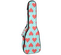 Borsa per ukulele Retro Red Love Heart Dot Pattern Ukulele Custodia per Soprano Tenore Concert 23 Pollici 10 MM Spessa Morbido Imbottito Cinghie Regolabile Gig Bag