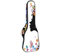 Borsa per ukulele rosa colorata baciare ragazza fiori uccelli farfalle modello ukulele per concerto tenore soprano 23 pollici 10 mm di spessore morbido imbottito cinghie regolabili Gig Bag