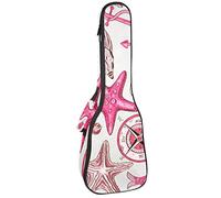 Borsa per ukulele rosa con ruota di mare Ancora Stella marina Modello Ukulele per Soprano Tenore Concert 23 Pollici 10 MM di spessore morbido imbottito cinghie regolabili Gig Bag