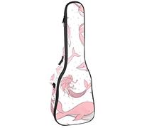 Borsa per ukulele rosa delfini di mare balene e sirena Ukulele per concerto tenore soprano 23 pollici 10 mm di spessore morbido imbottito cinghie regolabili Gig Bag