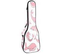 Borsa per ukulele rosa Sirene Balene Delfini su puntini Ukulele Custodia per concerto tenore soprano 23 pollici 10 mm di spessore morbido imbottito cinghie regolabili Gig Bag