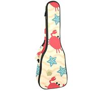 Borsa per ukulele rosso granchio blu stelle marine shell modello ukulele caso per concerto tenore soprano 23 pollici 10 mm spessore morbido imbottito cinghie regolabili Gig Bag
