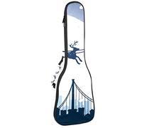 Borsa per ukulele Santa e RennaFlying Night Sky Pattern Ukulele Custodia per Soprano Tenore Concert 23 Pollici 10 MM Spessa Morbida Imbottita Cinghie Regolabile Gig Bag