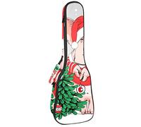 Borsa per ukulele Santa Pig in panno rosso cappello con albero di Natale Ukulele caso per soprano tenore concerto 23 pollici 10 mm di spessore morbido imbottito cinghie regolabili borsa da concerto