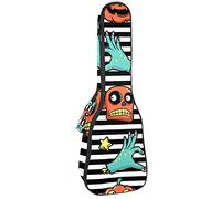 Borsa per ukulele Scarry Zombies Face Eye Ball e Head Ukulele Case per Soprano Tenor Concert 23 pollici 10 MM Spessore morbido imbottito cinghie regolabili Gig Bag