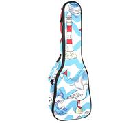 Borsa per ukulele Seagull Faro Ruota Onda Mare Oceano Modello Ukulele Custodia per Soprano Tenore Concert 23 Pollici 10 MM Spessore Morbido Imbottito Cinghie Regolabile Gig Bag