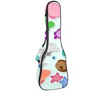 Borsa per ukulele Sealife Animali Adesivi Modello Ukulele Custodia per Soprano Tenore Concert 23 Pollici 10 MM Spessore Morbido Imbottito Cinghie Regolabile Gig Bag