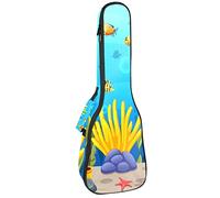 Borsa per ukulele Sealife Polpo Corallo Granchio Ukulele Custodia per Soprano Tenore Concert 23 Pollici 10 MM Spessa Morbida Imbottita Cinghie Regolabile Gig Bag