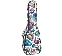 Borsa per ukulele Sealife Stella Marina, Granchio Corallo, Medusa Ukulele per Soprano Tenore Concert 23 Pollici 10 MM Spessa Morbido Imbottito Cinghie Regolabile Gig Bag
