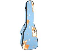 Borsa per ukulele sorridente Welsh Corgi Cane con Ossa Custodia Ukulele per Soprano Tenore Concert 23 Pollici 10 MM Spesso Morbido Imbottito Cinghie Regolabile Gig Bag