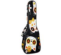 Borsa per ukulele Sugar Skull Cat e Fox Ukulele per Soprano Tenore Concert 23 Pollici 10 MM Spessore Morbido Imbottito Cinghie Regolabile Gig Bag
