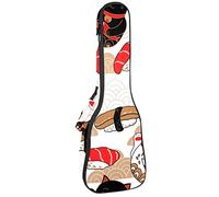 Borsa per ukulele tenore, impermeabile, per ukulele e ukulele imbottito, ideale per concerti soprano (21/23/24 pollici), carino giapponese con gatto fortunato sushi pesce