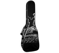 Borsa per ukulele tre scheletri marinai galleggianti su barca Ukulele custodia per soprano tenore concerto 23 pollici 10 mm spessore morbido imbottito cinghie regolabili borsa da concerto