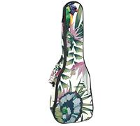 Borsa per ukulele tropicale pappagallo in piante della giungla esotica custodia per ukulele per concerti tenori soprano, 23 pollici, spessore 10 mm, con cinghie regolabili imbottite morbide