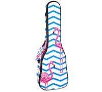 Borsa per ukulele Tropicale Rosa Fenicottero Blu Zigzag Pattern Ukulele Custodia per Soprano Tenore Concert 23 Pollici 10 MM Spesso Morbido Imbottito Cinghie Regolabile Gig Bag