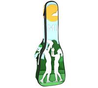 Borsa per ukulele Una famiglia felice di tre nel parco, custodia per ukulele per concerto tenore soprano, spessore 10 mm, morbida imbottita e regolabile con cinghie
