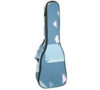 Borsa per ukulele Whale Bird Blue Ocean Pattern Ukulele Custodia per Soprano Tenore Concert 23 Pollici 10 MM Spessore Morbido Imbottito Cinghie Regolabile Gig Bag